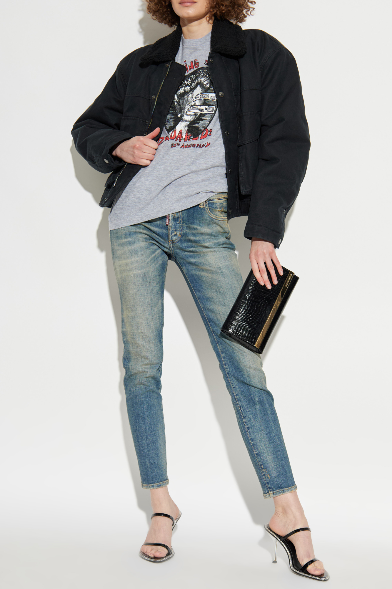 DSQUARED2 JENNIFER CROPPED JEAN 44 ブラック DSQUARED2 JENNIFER CROPPED JEAN 44 ブラック